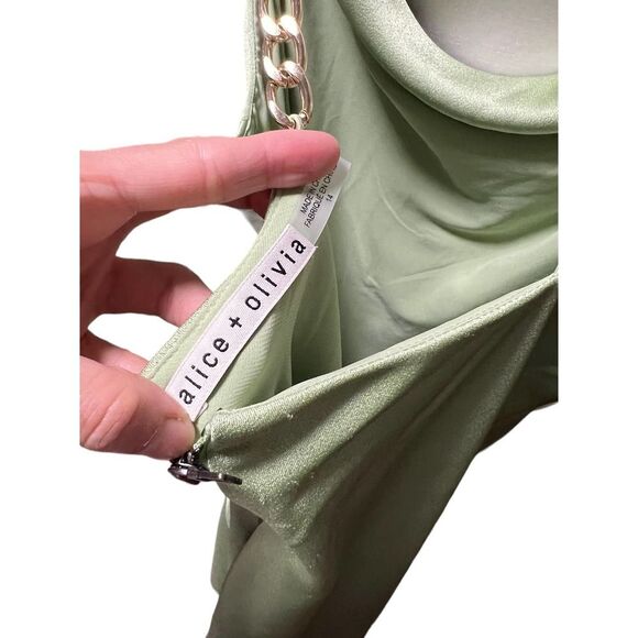 Alice and Olivia Harmony Chain Strap Mini Slip Dress Seafoam - Picture 8 of 12